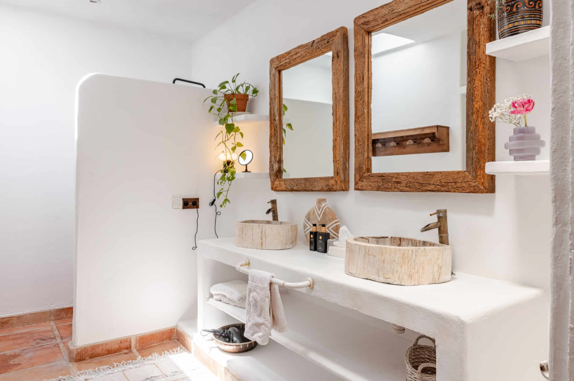 Bathroom with twin stone basins